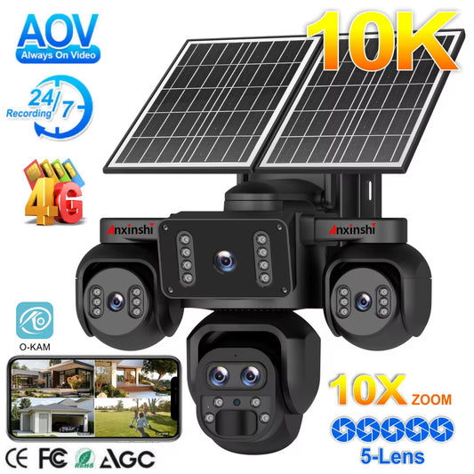 Revolutionary 20MP Five-Lens Solar PTZ Camera - Experience Unmatched Clarity with 10X Zoom, 24/7 Continuous Recording, and Smart Human Detection for Ultimate Outdoor Security