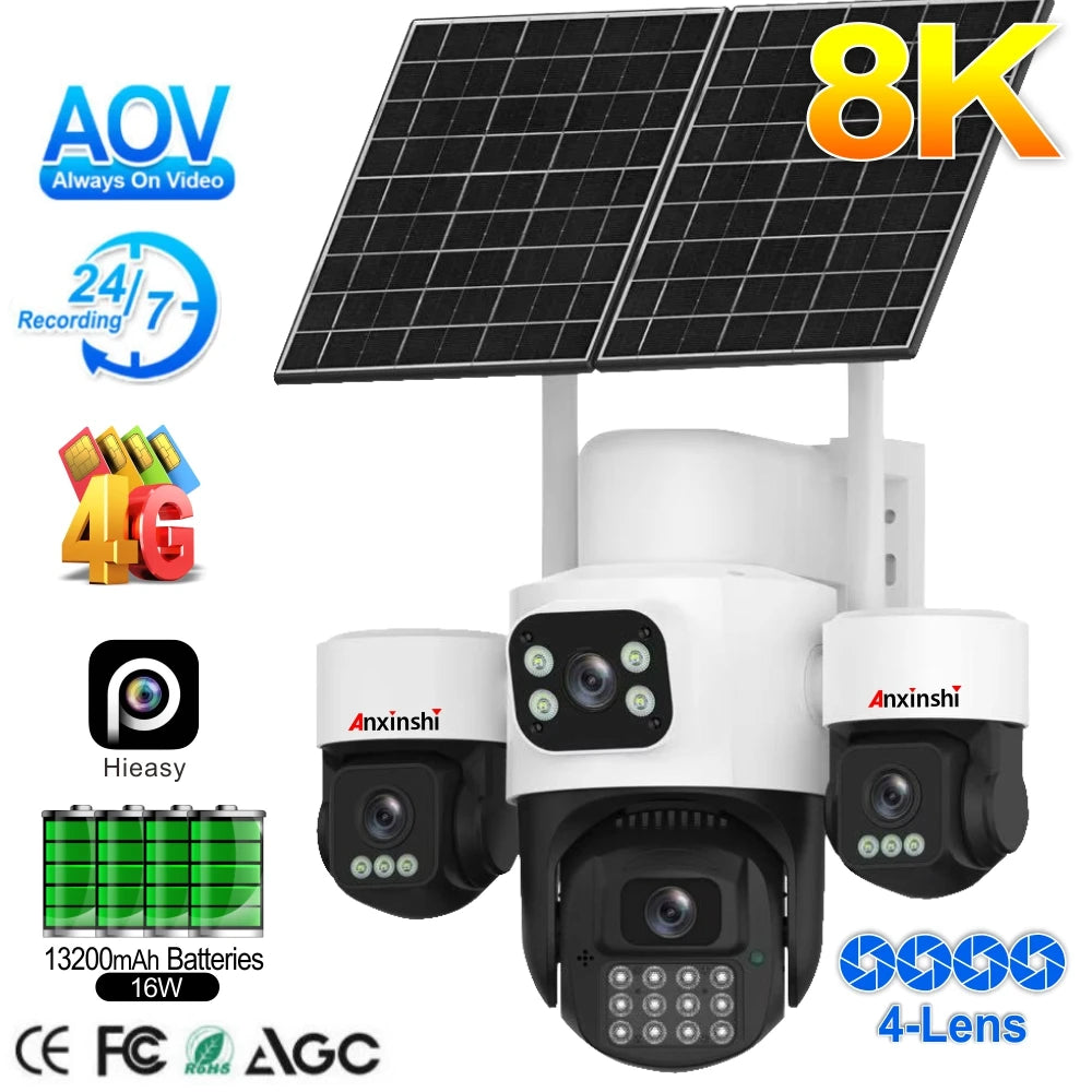 Elevate Your Security with the Ultimate 4G 16MP UHD Solar-Powered PTZ Camera: Rainproof, Wireless, and Equipped with Built-In Siren and Cloud Storage